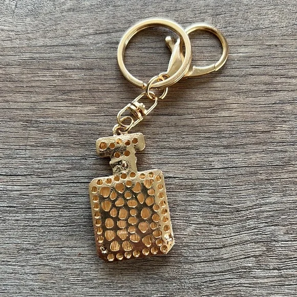 NWOT Perfume Bottle Bling Keychain- Bronze - Picture 4 of 4